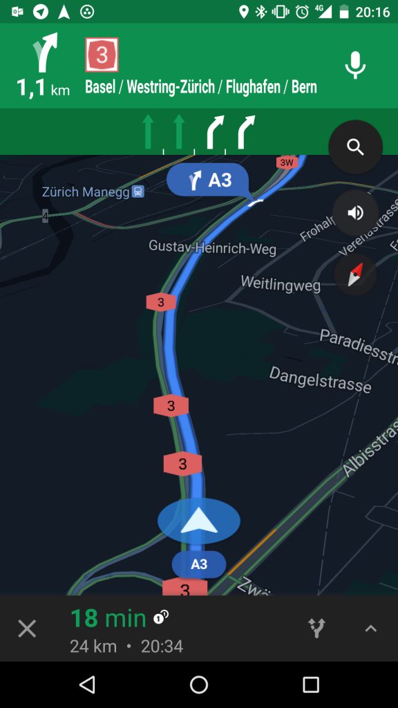 Google Maps Navigation Nachtmodus
