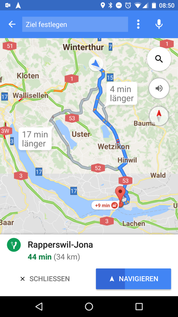 Google Maps Ziel Navigation starten